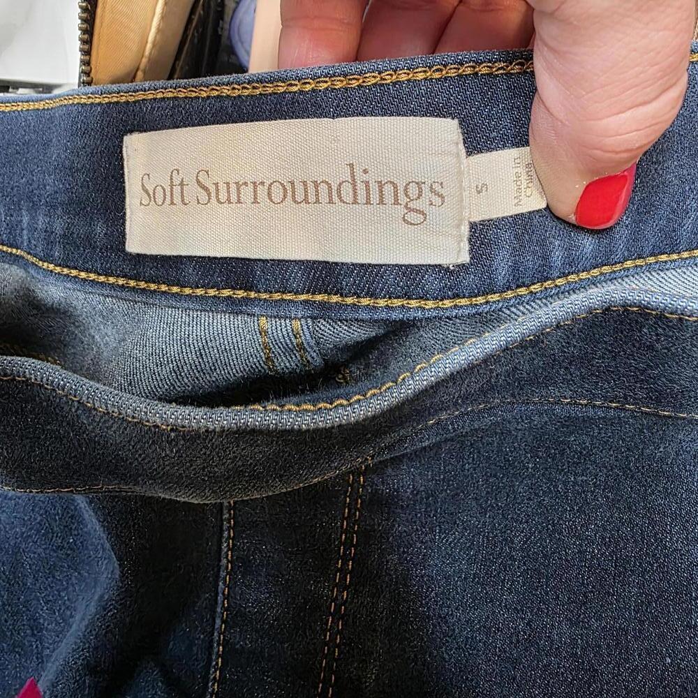 Soft Surroundings Dark Blue Denim Jeggings with Stretch Waistband- Small - Picture 7 of 9